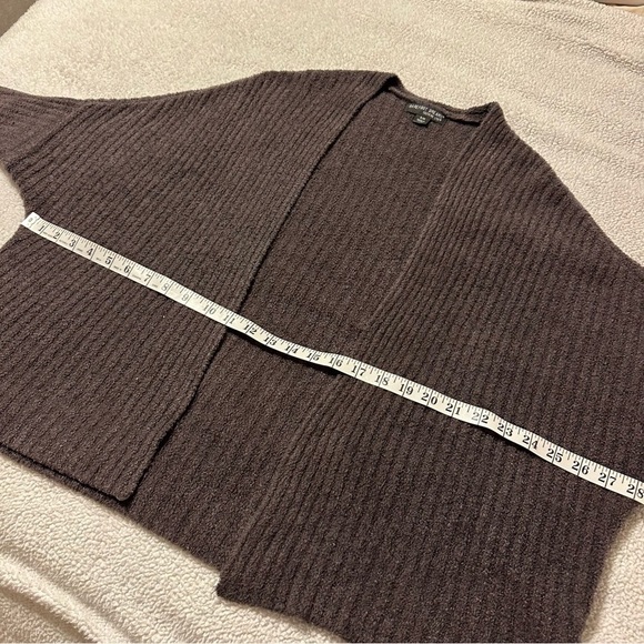 Barefoot Dreams CozyChic Lite Ribbed Shrug Cardigan Dolman Open Front Brown Gray - Picture 6 of 10